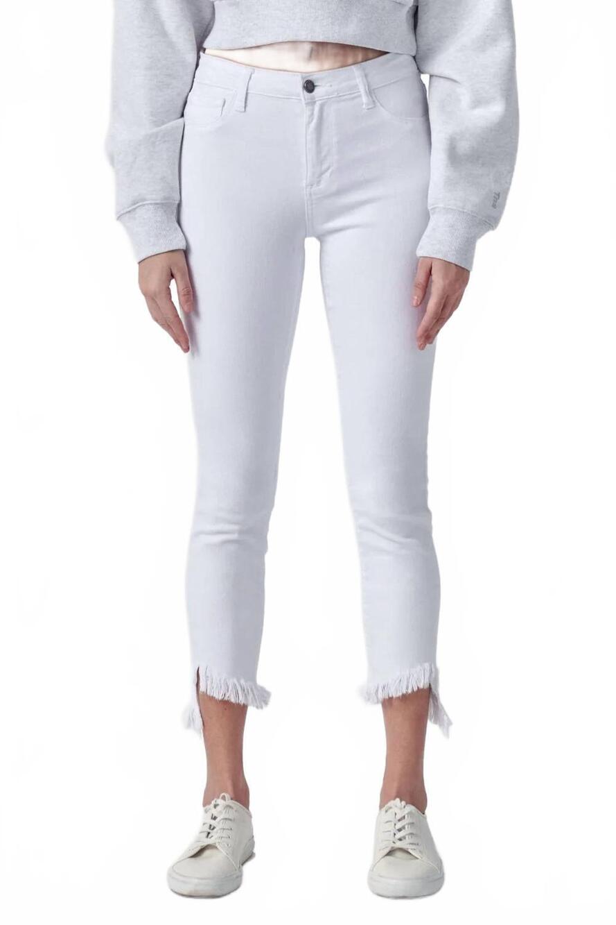 NEW CELLO hailey mid rise fray hem crop skinny jeans in white